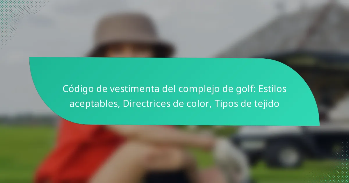 Código de vestimenta del complejo de golf: Estilos aceptables, Directrices de color, Tipos de tejido