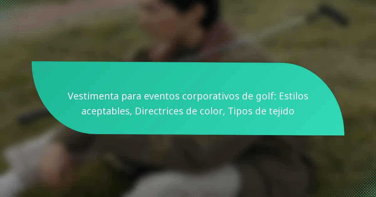 Vestimenta para eventos corporativos de golf: Estilos aceptables, Directrices de color, Tipos de tejido