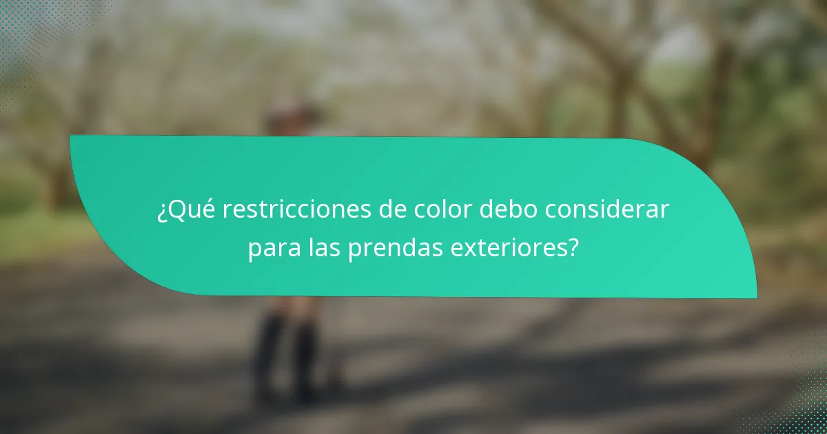 ¿Qué restricciones de color debo considerar para las prendas exteriores?